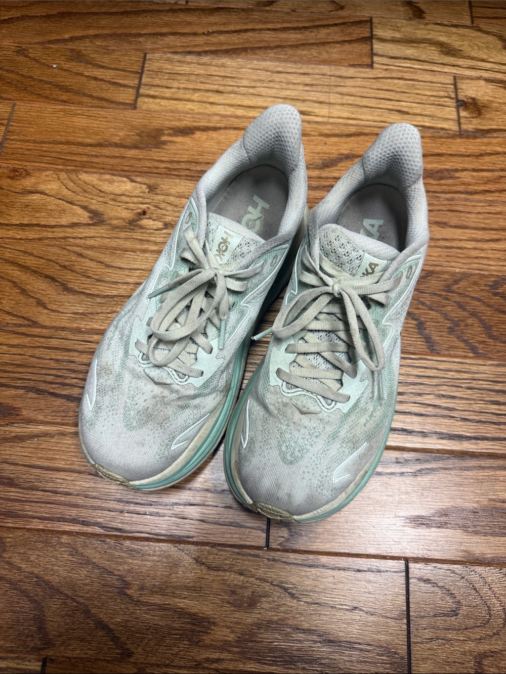 Hoka Women's Running Shoes — Sage Green and Gray